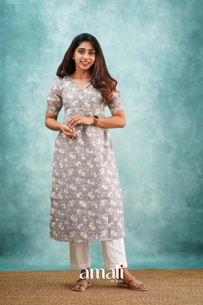 Grey Semi Linen Co-ord Set Co-ord sets