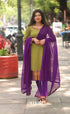 Henna Green and Purple Chettinad Cotton Salwar Set - salwar
