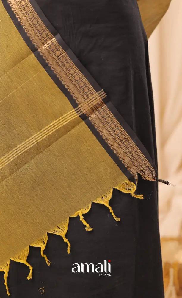 Henna Green With Black Chettinad Cotton Dupatta salwar