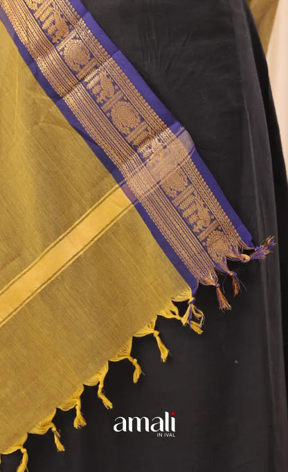 Henna Green With Dark Blue Chettinad Cotton Dupatta salwar