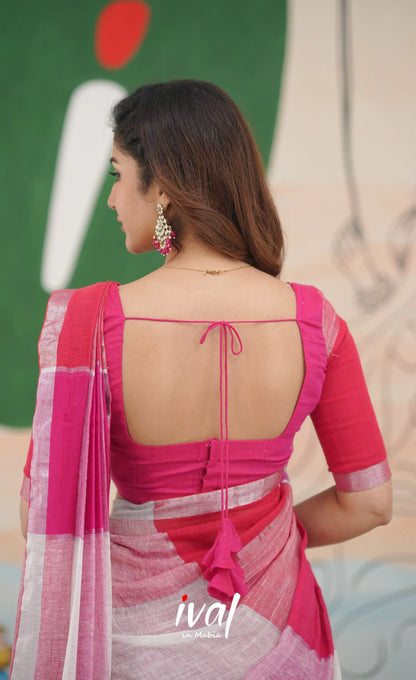Hot pink with White cotton Halfsaree Half Sarees