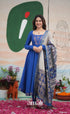 Ink Blue and Turquoise Mangalagiri Cotton Anarkali Anarkalis
