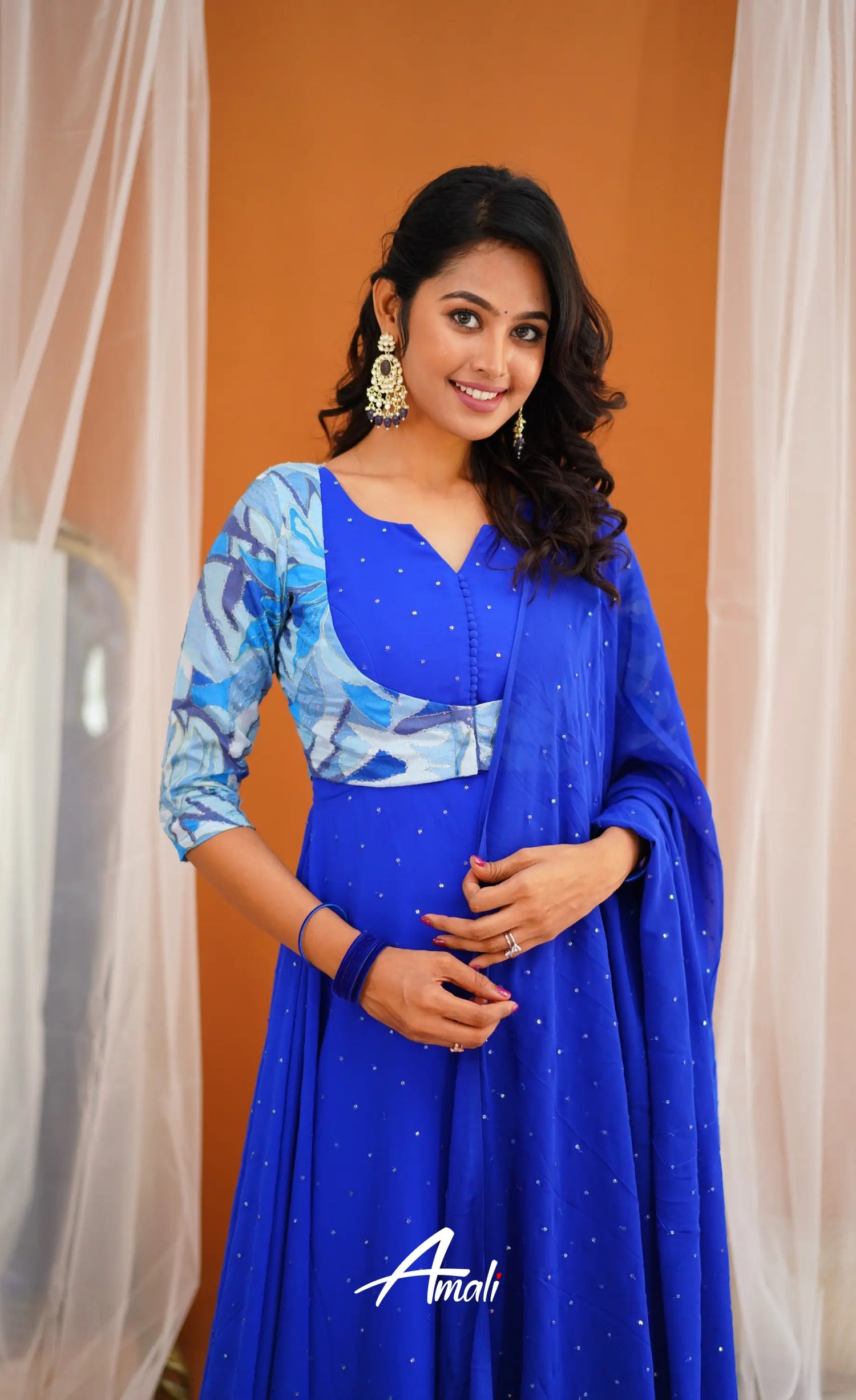 Ink Blue Georgette Anarkali Anarkalis