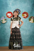 Izhaiyini - Dark Bottle Green Organza Top And Skirt Kids-Suttis