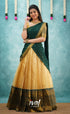 Izhaiyini Dark Bottle Green Shade And Gold Tone Organza Halfsaree Half Sarees