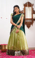 Izhaiyini Pista Green Shade And Dark Tone Organza Halfsaree Half Sarees