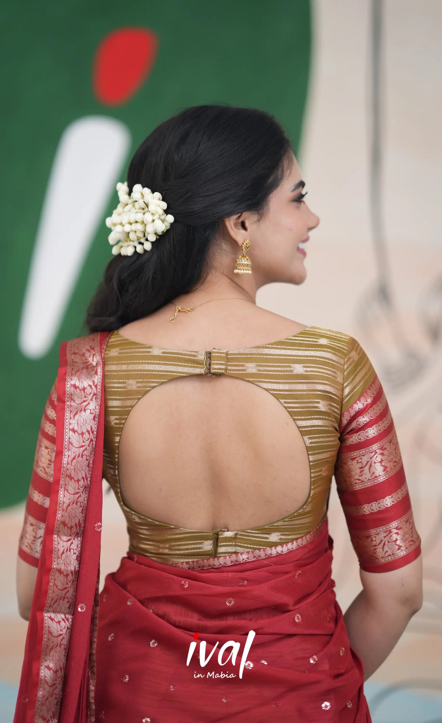 Izhaiyini Halfsaree - Henna Brown and Rust Orange Half Sarees