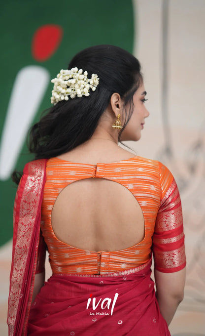 Izhaiyini Halfsaree - Orange and Red Half Sarees