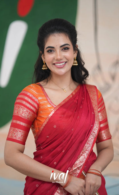 Izhaiyini Halfsaree - Orange and Red Half Sarees