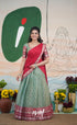 Izhaiyini Halfsaree - Two tone dark Green and Red Half Sarees