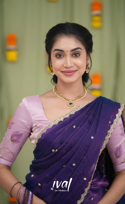 Izhaiyini Kota Halfsaree - Light Lavender and Purple Half Sarees