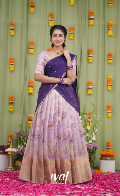 Izhaiyini Kota Halfsaree - Light Lavender and Purple Half Sarees