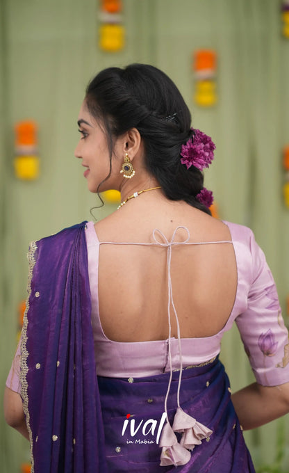 Izhaiyini Kota Halfsaree - Light Lavender and Purple Half Sarees
