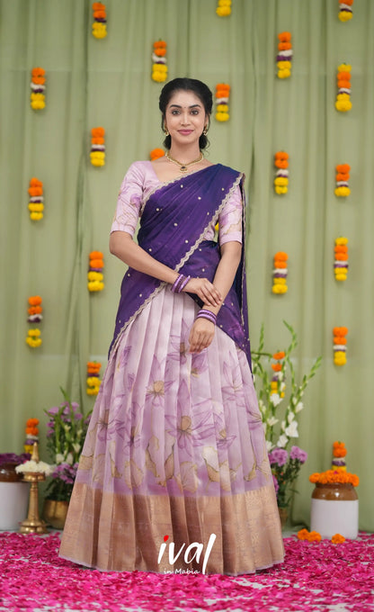Izhaiyini Kota Halfsaree - Light Lavender and Purple Half Sarees