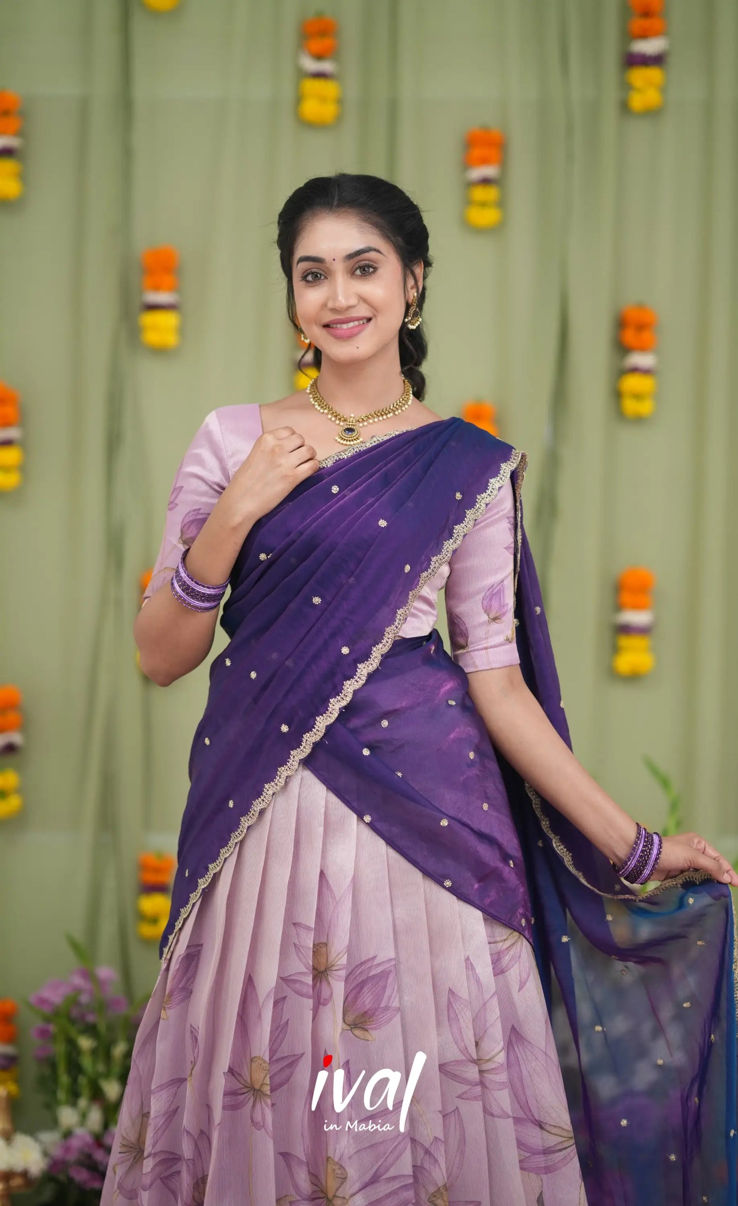 Izhaiyini Kota Halfsaree - Light Lavender and Purple Half Sarees