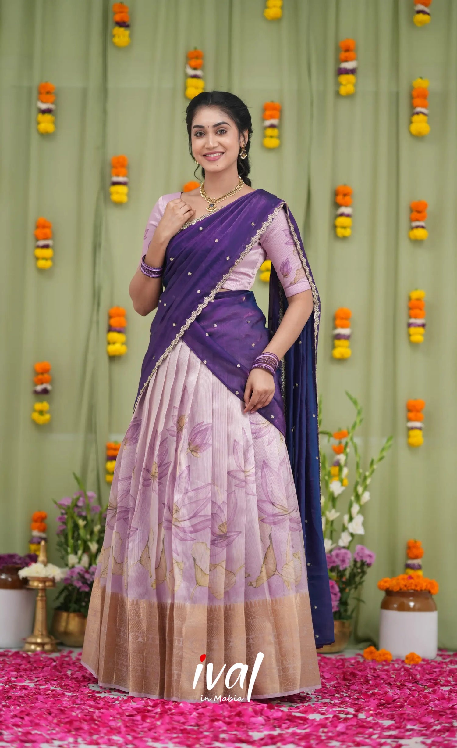 Izhaiyini Kota Halfsaree - Light Lavender and Purple Half Sarees