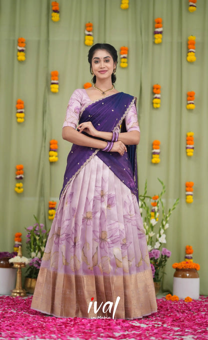 Izhaiyini Kota Halfsaree - Light Lavender and Purple Half Sarees