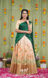 Izhaiyini Kota Halfsaree - Light Orange and Bottle Green Half Sarees