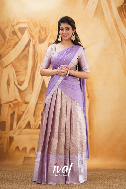 Izhaiyini - Lavender Banarasi Tissue Halfsaree Half Sarees