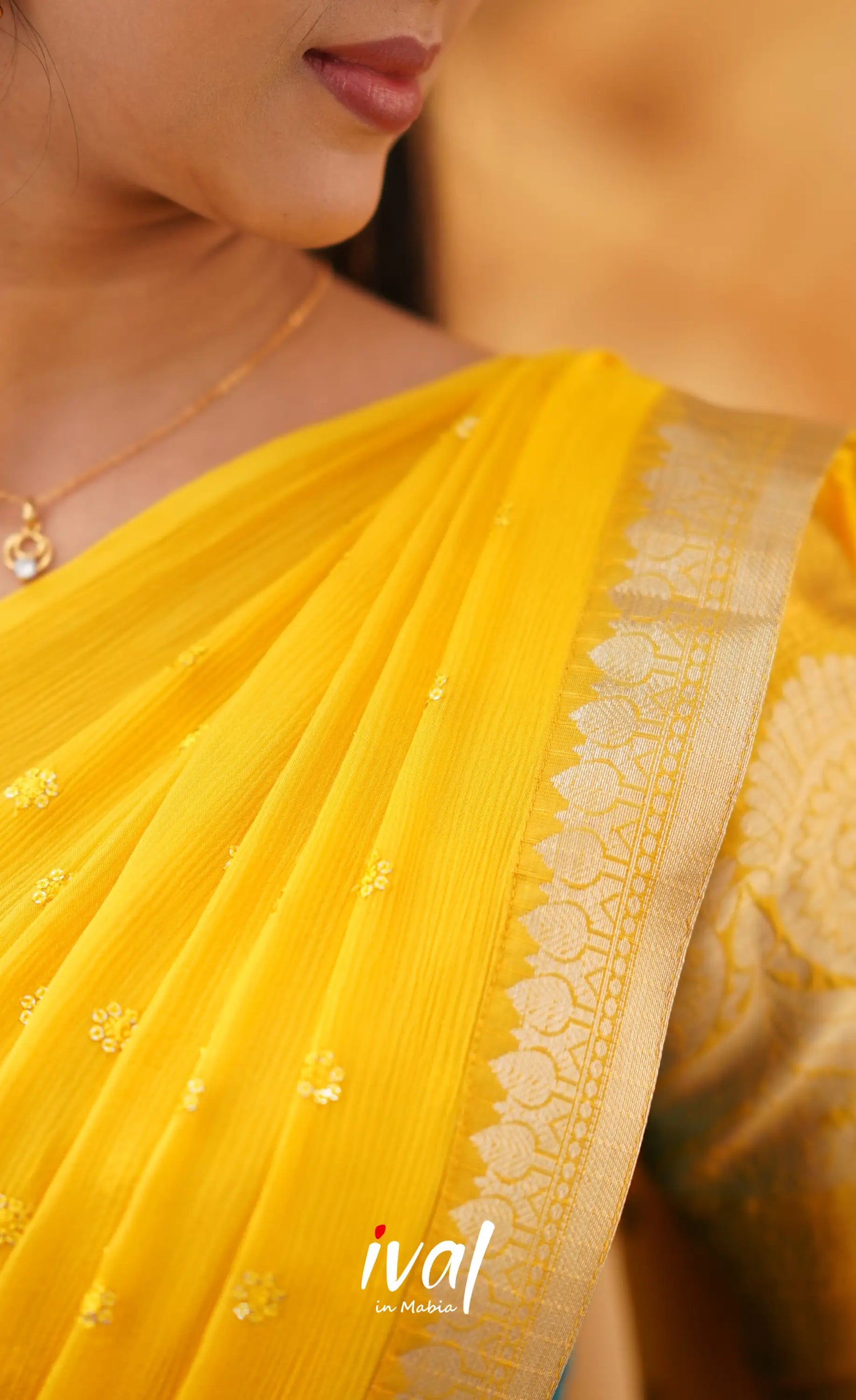 Izhaiyini - Light Blue Shade And Yellow Tone Organza Halfsaree Half Sarees