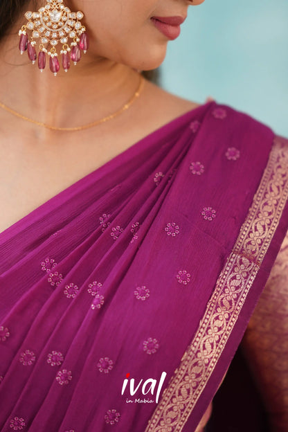 Izhaiyini - Magentaish Purple Banarasi Tissue Halfsaree Half Sarees