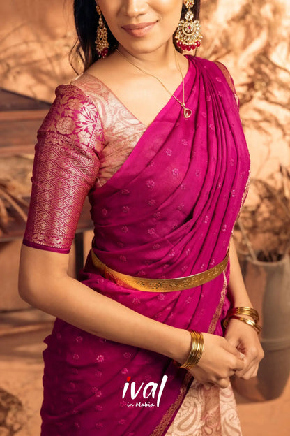 Izhaiyini - Magentaish Purple Banarasi Tissue Halfsaree Half Sarees