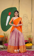 Izhaiyini Organza Half Saree - Lavender and Orange - Half Sarees