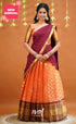 Izhaiyini Organza Half Saree - Peachish Orange And Wine Sarees