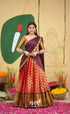 Izhaiyini Organza Half Saree - Red and brown - Half Sarees