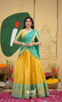 Izhaiyini Organza Half Saree - Yellow and Light Teal - Half Sarees