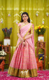 Izhaiyini Organza Halfsaree - Baby Pink and Light Green - Half Sarees