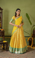 Izhaiyini Organza Halfsaree - Bright yellow and Turqouise blue - Half Sarees
