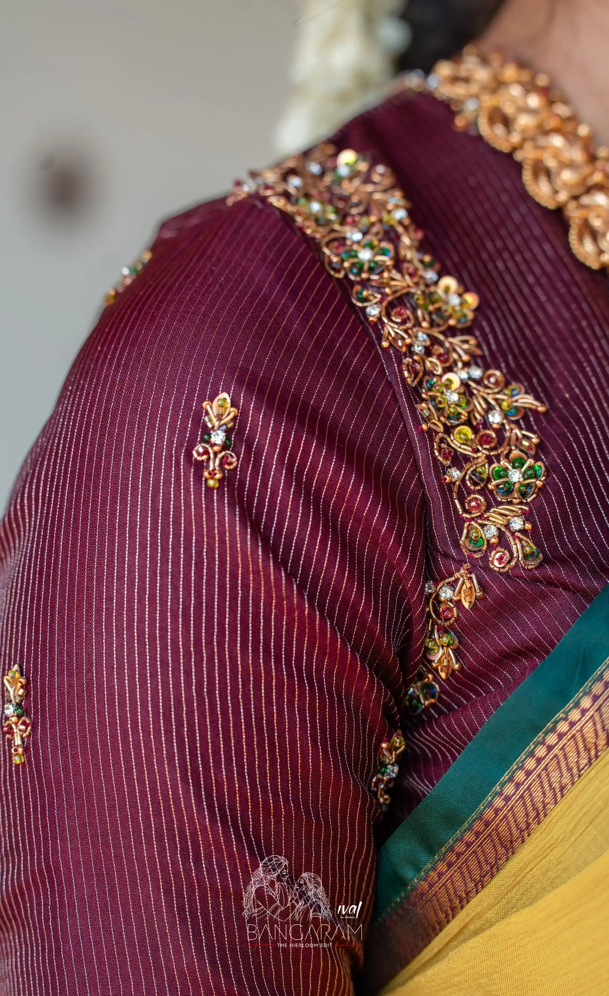 Izhaiyini Organza Halfsaree - Dark Olive Green and Henna Yellow with Aaari - Half Sarees