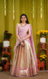 Izhaiyini Organza Halfsaree - Dual tone gold and Lilac - Half Sarees