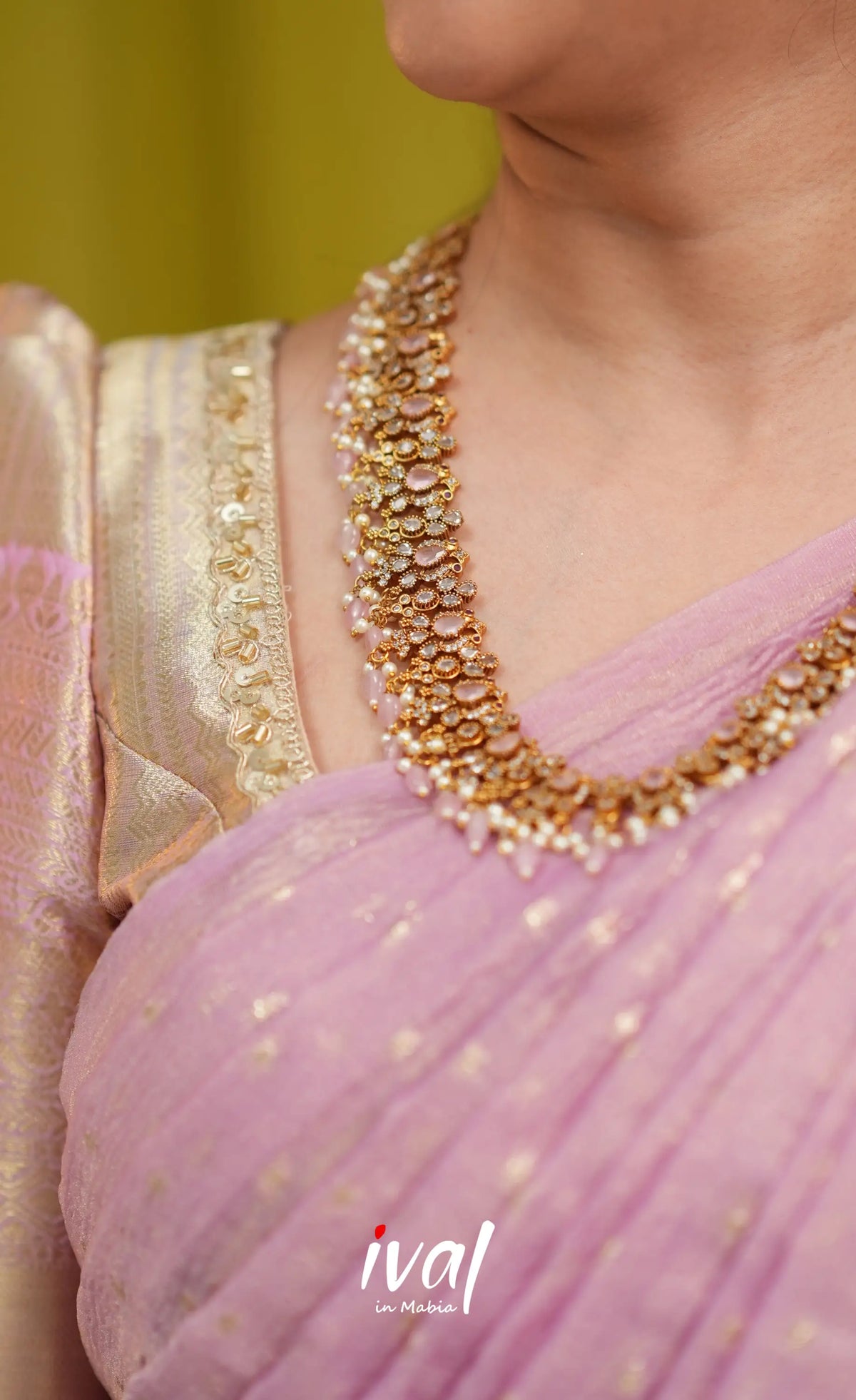 Izhaiyini Organza Halfsaree - Dual tone gold and Lilac - Half Sarees