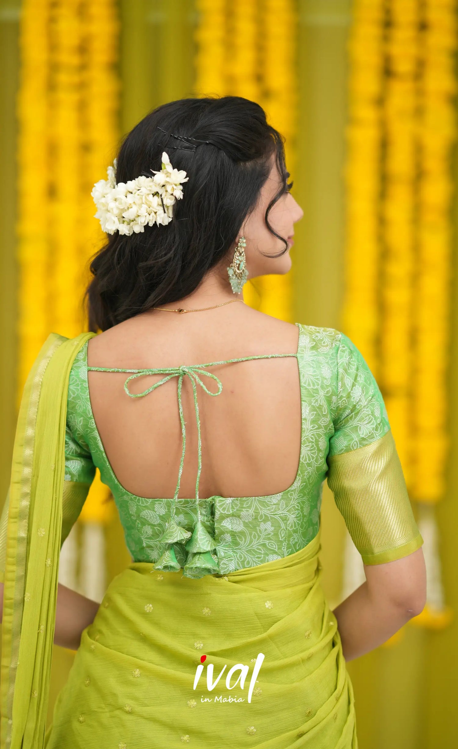 Izhaiyini Organza Halfsaree - Green and Henna Green Half Sarees