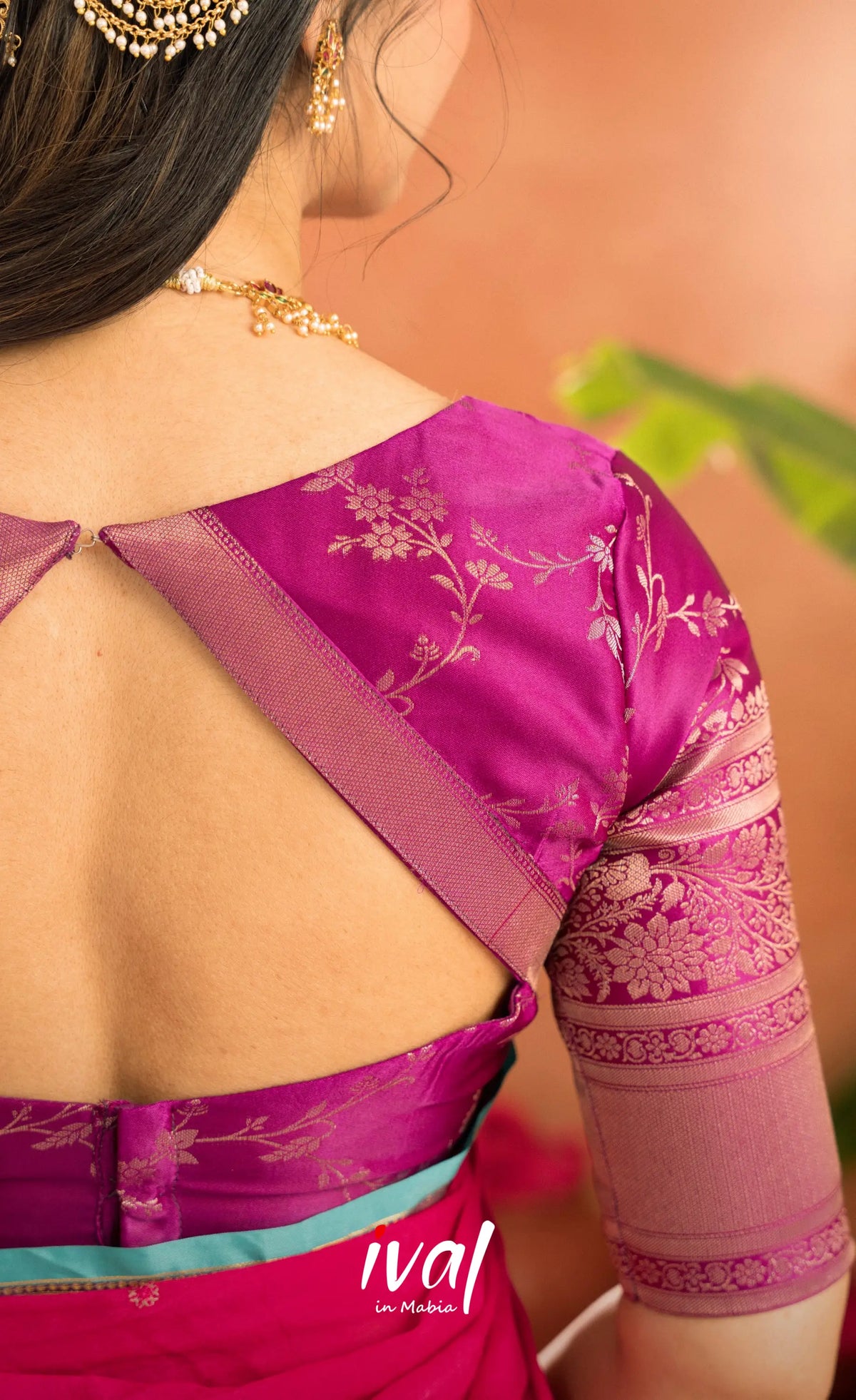 Izhaiyini Organza Halfsaree - Greenish teal and Dark purple - Half Sarees