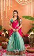 Izhaiyini Organza Halfsaree - Greenish teal and Rani pink - Half Sarees