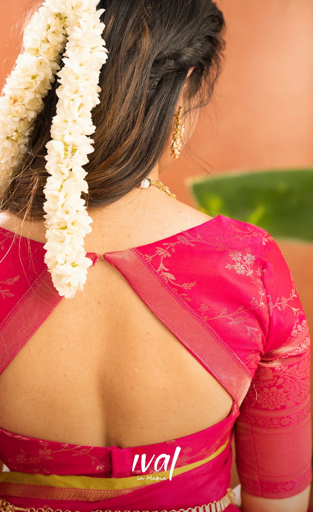 Izhaiyini Organza Halfsaree - Henna Yellow and Rani pink - Half Sarees