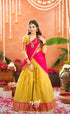 Izhaiyini Organza Halfsaree - Henna Yellow and Rani pink - Half Sarees