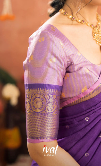 Izhaiyini Organza Halfsaree - Lavender and Purple - Half Sarees