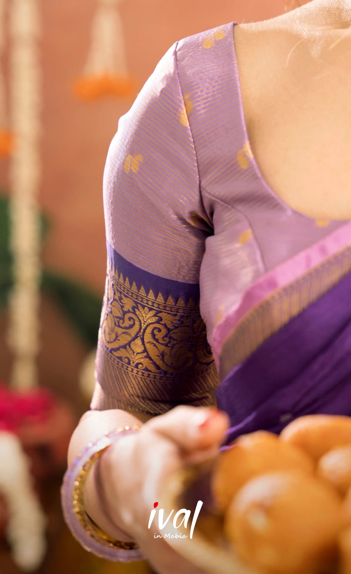 Izhaiyini Organza Halfsaree - Lavender and Purple - Half Sarees