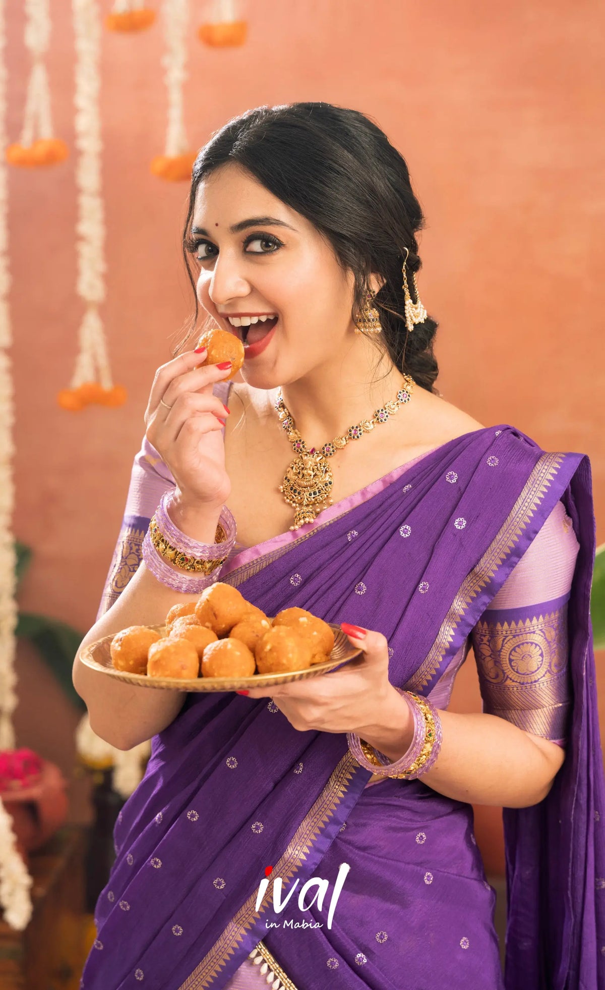 Izhaiyini Organza Halfsaree - Lavender and Purple - Half Sarees