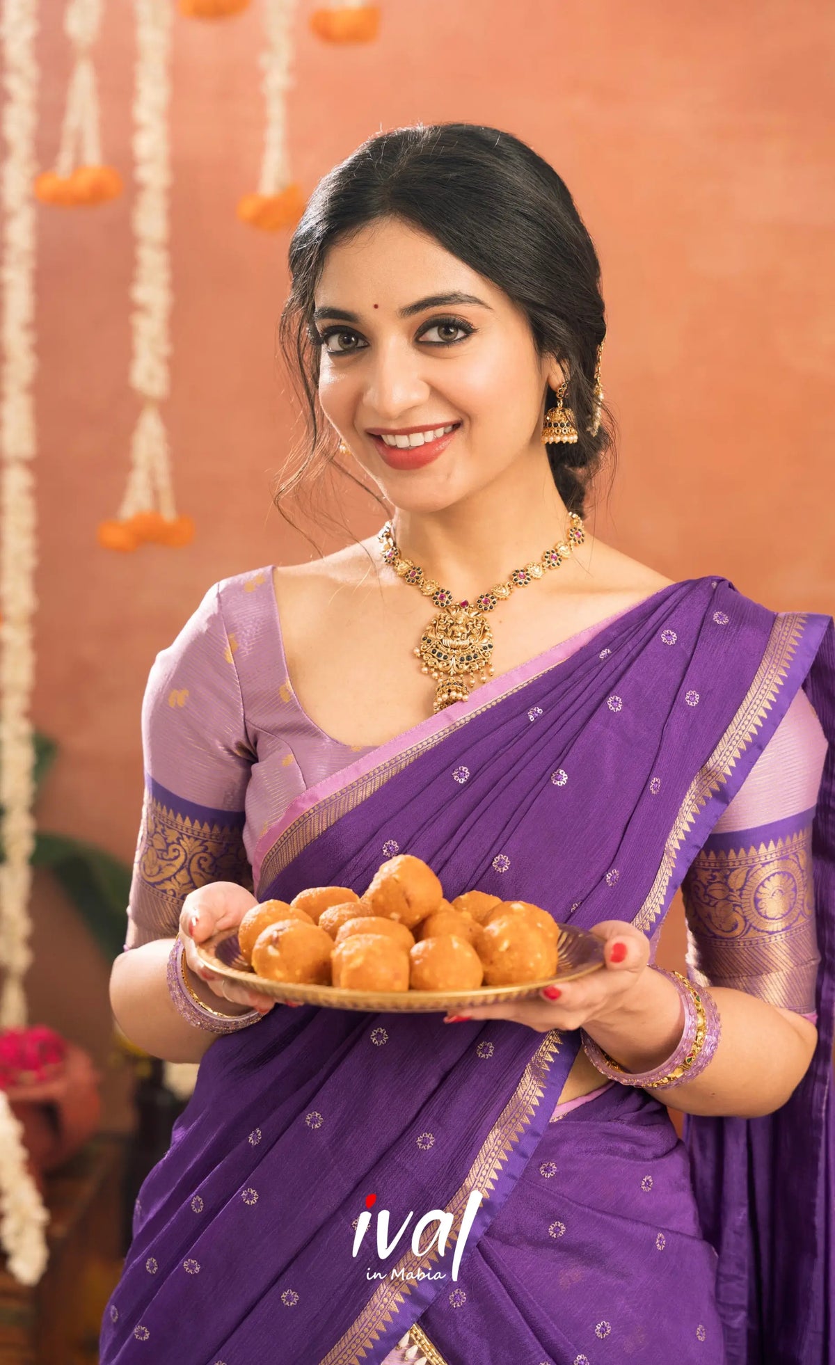 Izhaiyini Organza Halfsaree - Lavender and Purple - Half Sarees