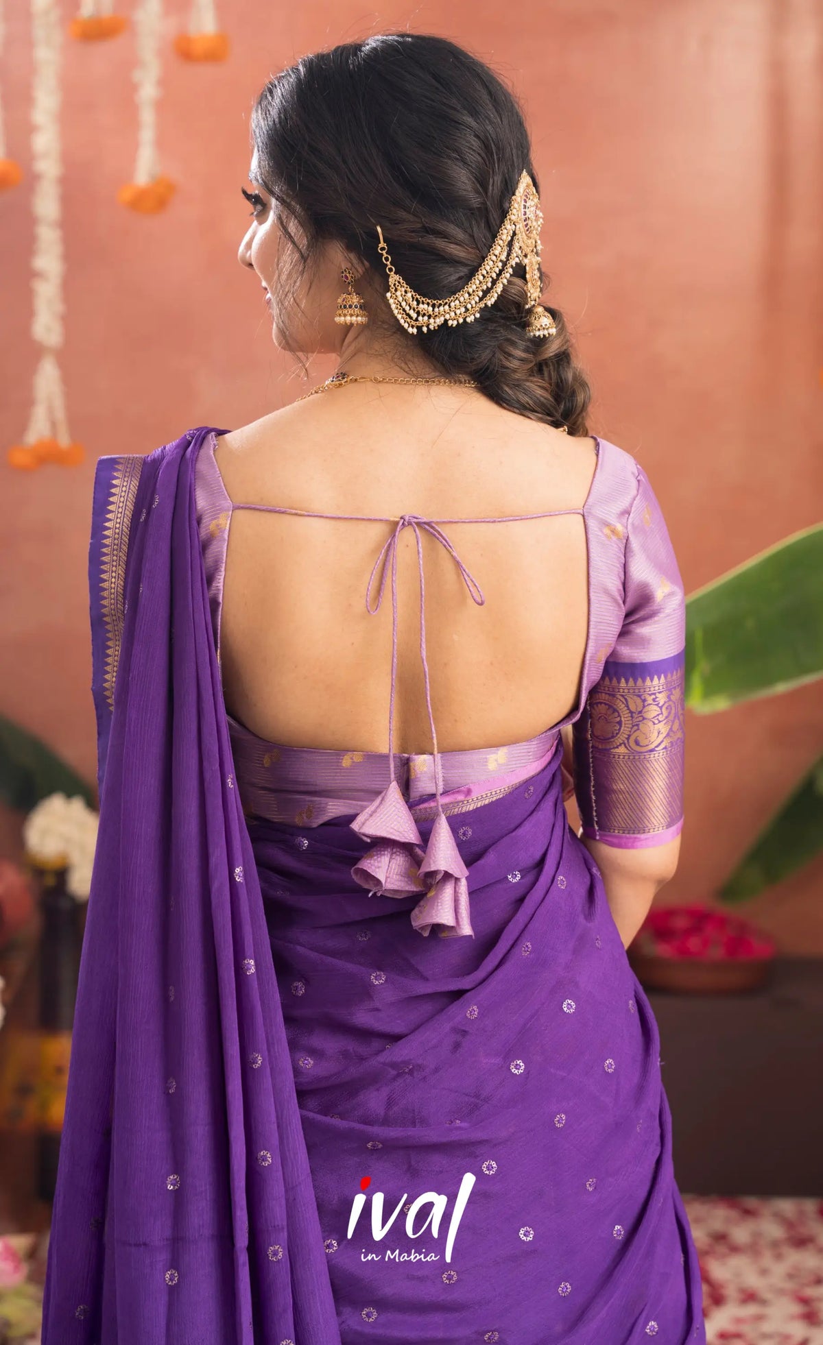 Izhaiyini Organza Halfsaree - Lavender and Purple - Half Sarees