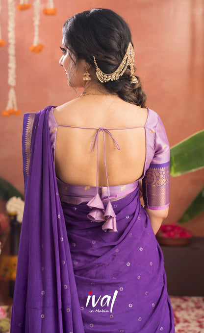 Izhaiyini Organza Halfsaree - Lavender and Purple - Half Sarees