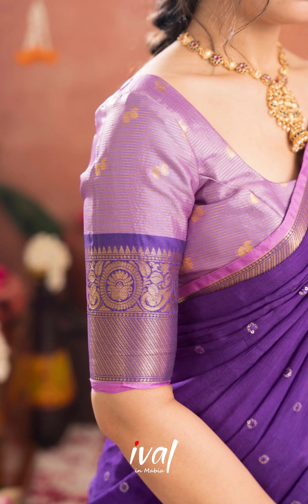 Izhaiyini Organza Halfsaree - Lavender and Purple - Half Sarees