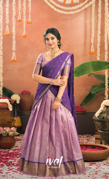 Izhaiyini Organza Halfsaree - Lavender and Purple - Half Sarees