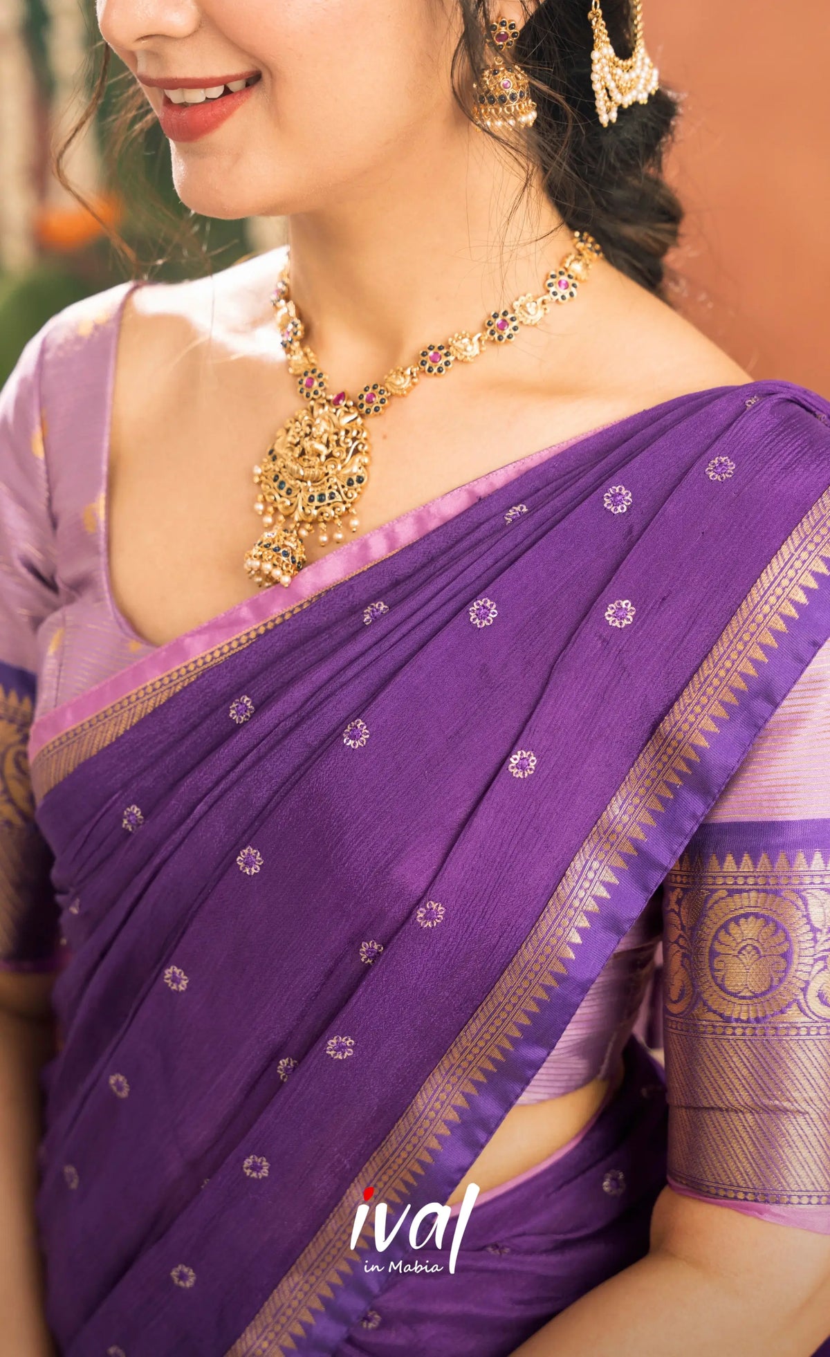 Izhaiyini Organza Halfsaree - Lavender and Purple - Half Sarees