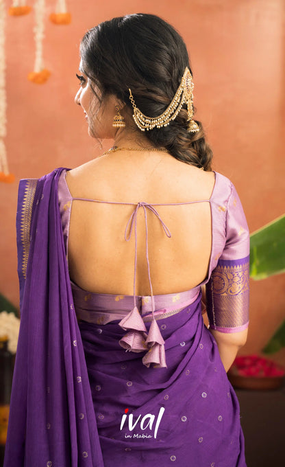 Izhaiyini Organza Halfsaree - Lavender and Purple - Half Sarees